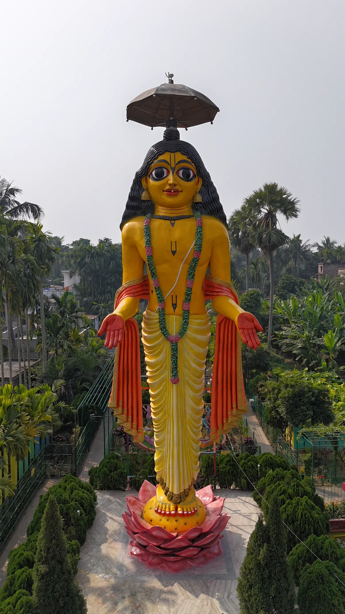 Drone shot of 60ft Sri Gouranga Mahaprabhu Statue