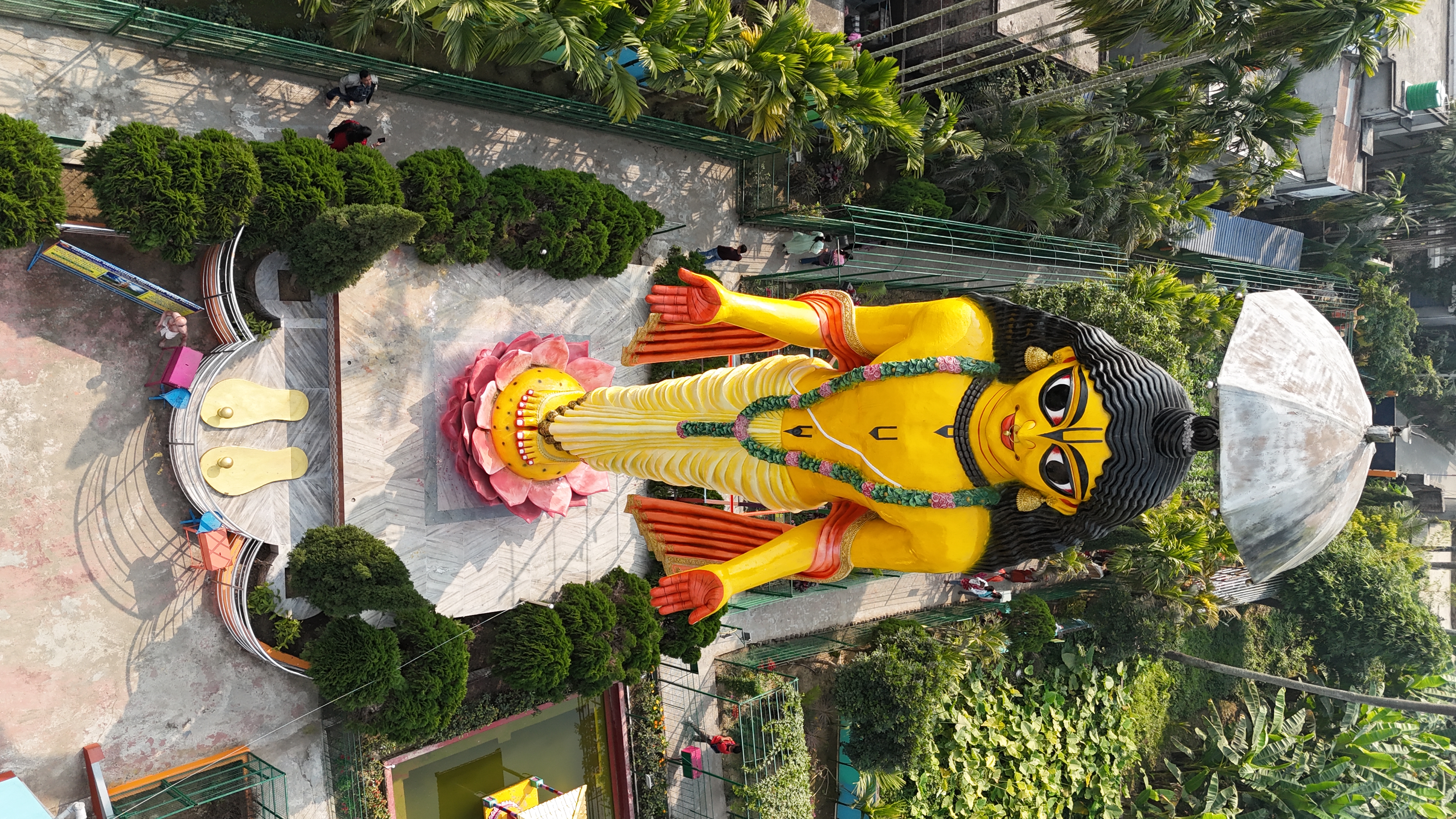 Aerial drone view of 60-Ft Gouranga Statue — Narahari Dham