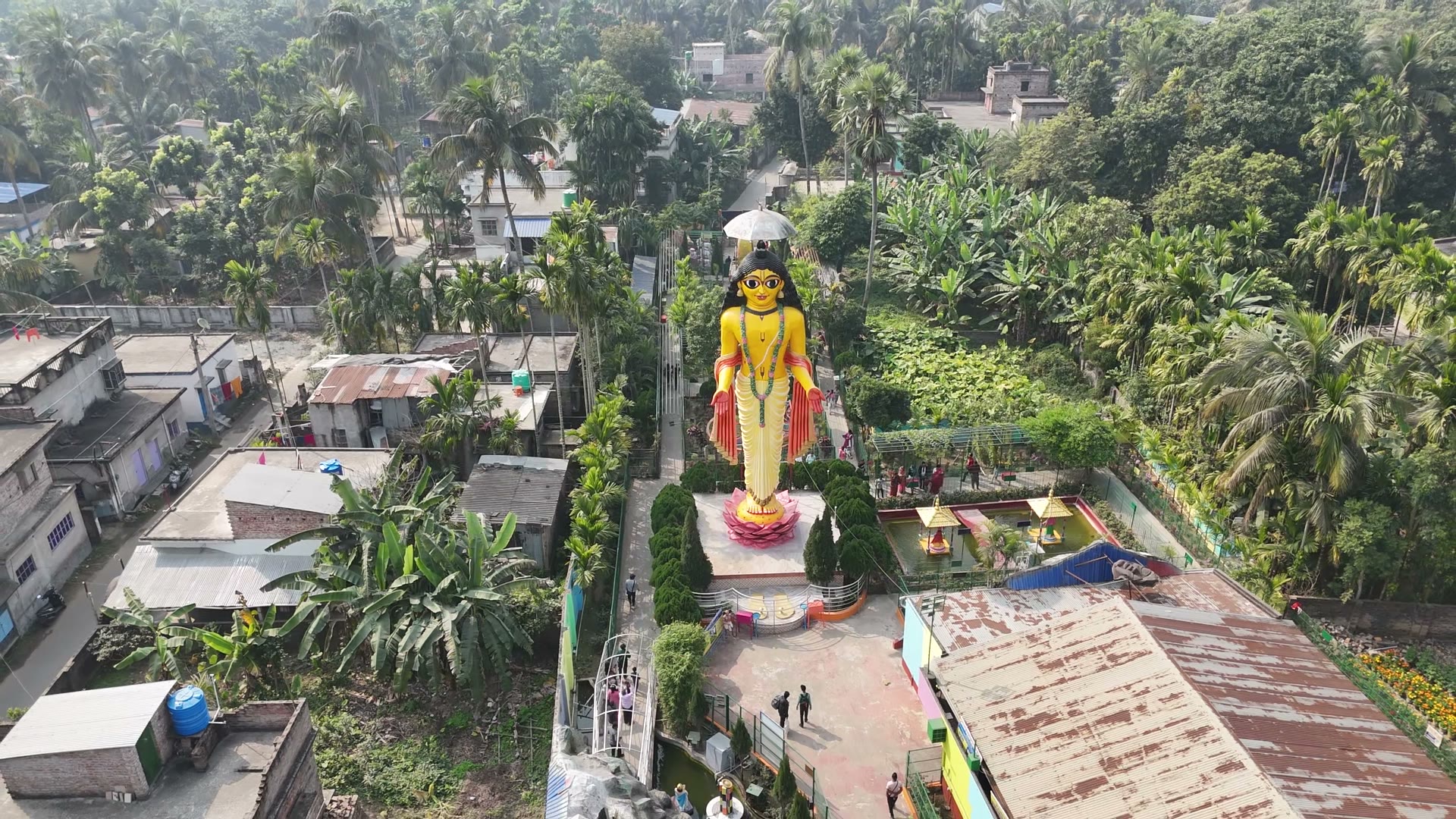 Narahari Dham from above — drone perspective