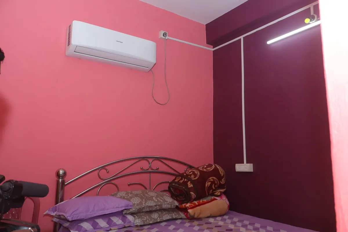 Peaceful guest rooms at Narahari Dham